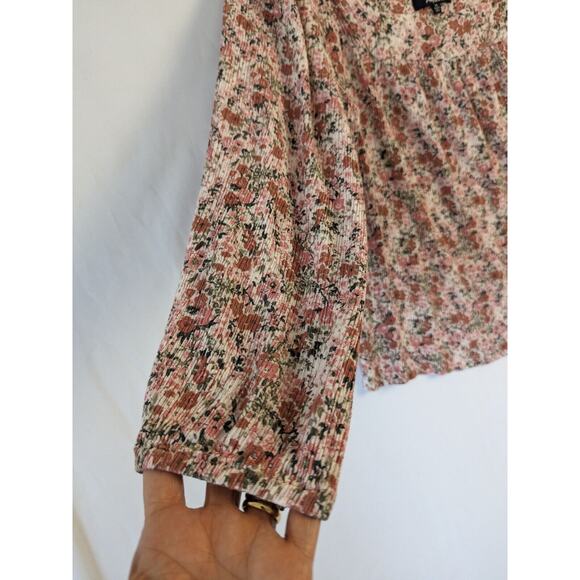 Angels Forever Young Top Floral Peasant Milk Maid Square Neck Smocked Size M - Picture 3 of 9